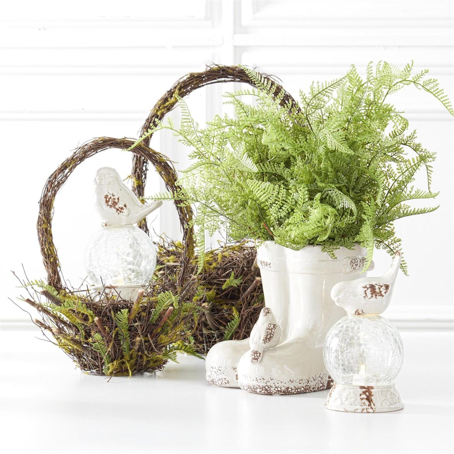 16 Inch Curly Aspidiaceae Fern Spray Stem