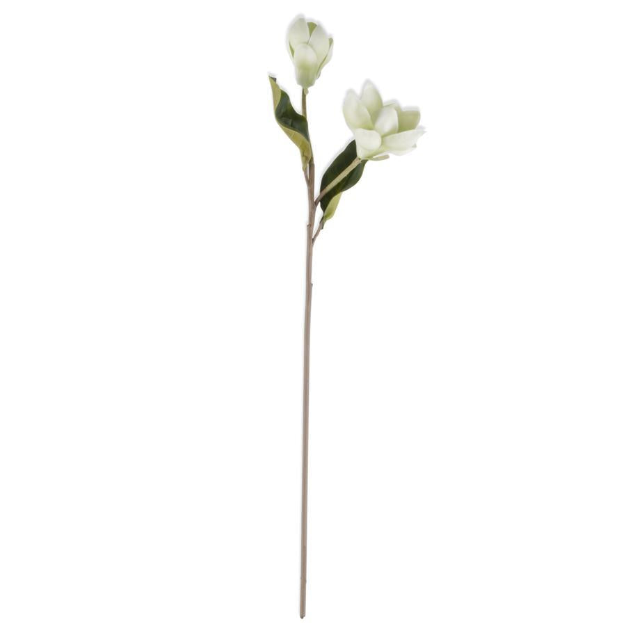 25 Inch White Real Touch Magnolia Stem