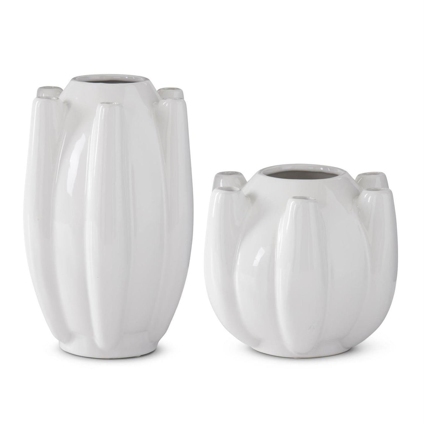 White Stoneware 7 Openings Tulipiere Vases