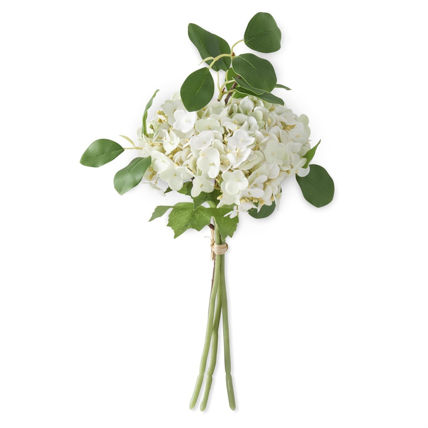 12 Inch White Real Touch Hydrangea Bundle (4 Stem