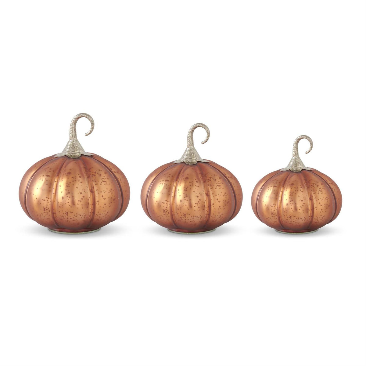 Copper Glass Pumpkin with Brass Stem