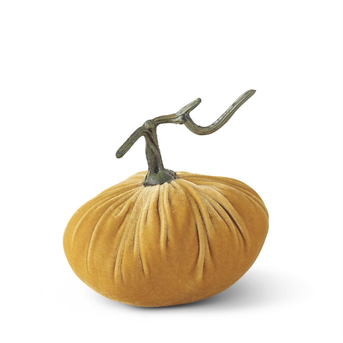 Yellow Velvet Stuffed Pumpkin, 6.5 Inch