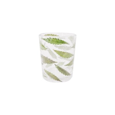 Med. Glass & Leaf Votive 3Dia- A - Natural