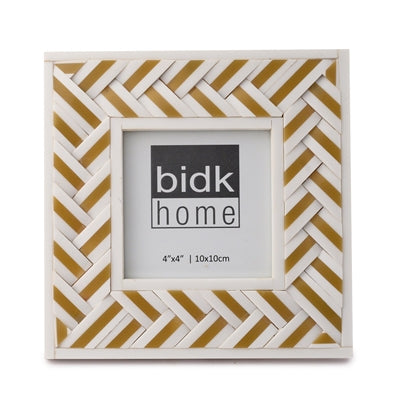 4x4" White Resin Criss Cross Picture Frame - Brown & White-A - Brown & White