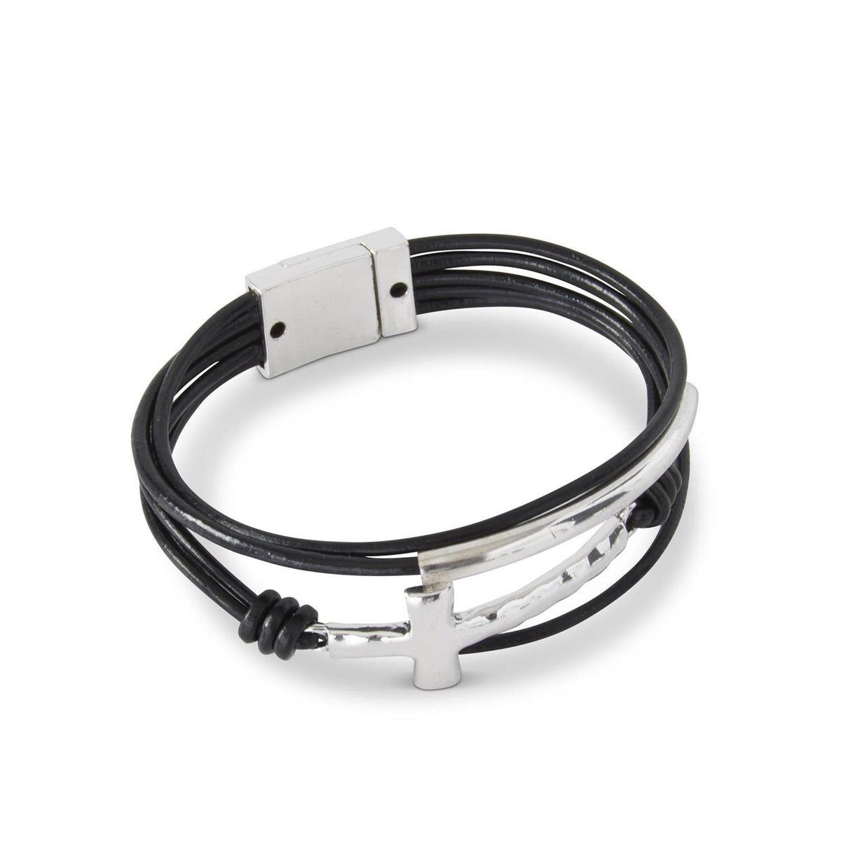 Unisex Black Corded Cross Bracelet