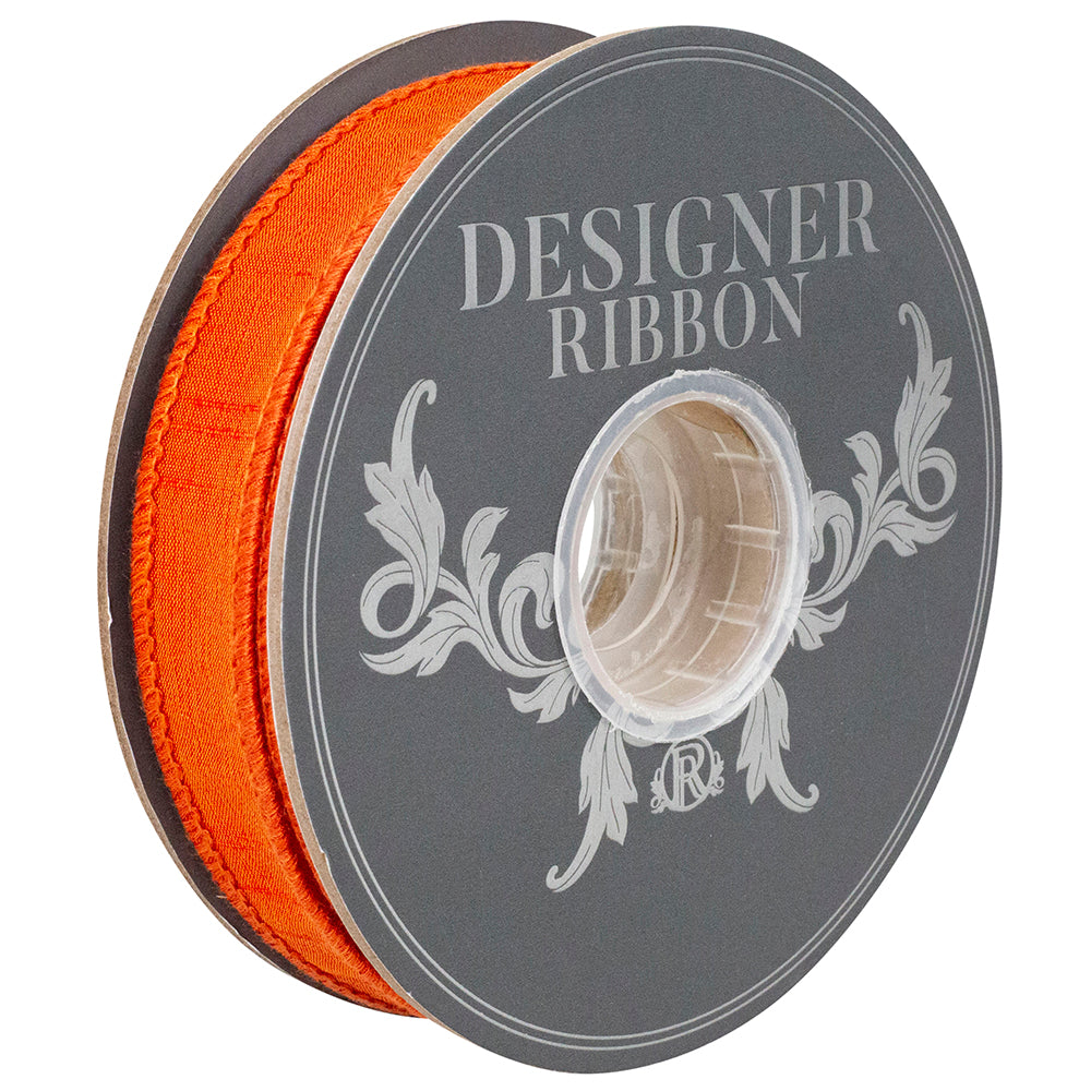 Dupioni Supreme Wired Edge Ribbon Orange 7/8 Inch 10 Yards