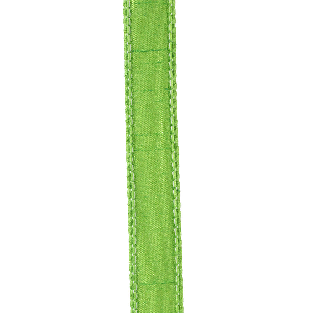 Dupioni Supreme Wired Edge Ribbon Lime 7/8 Inch 10 Yards