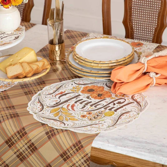 Hester & Cook Autumn Plaid paper table runner, view 3