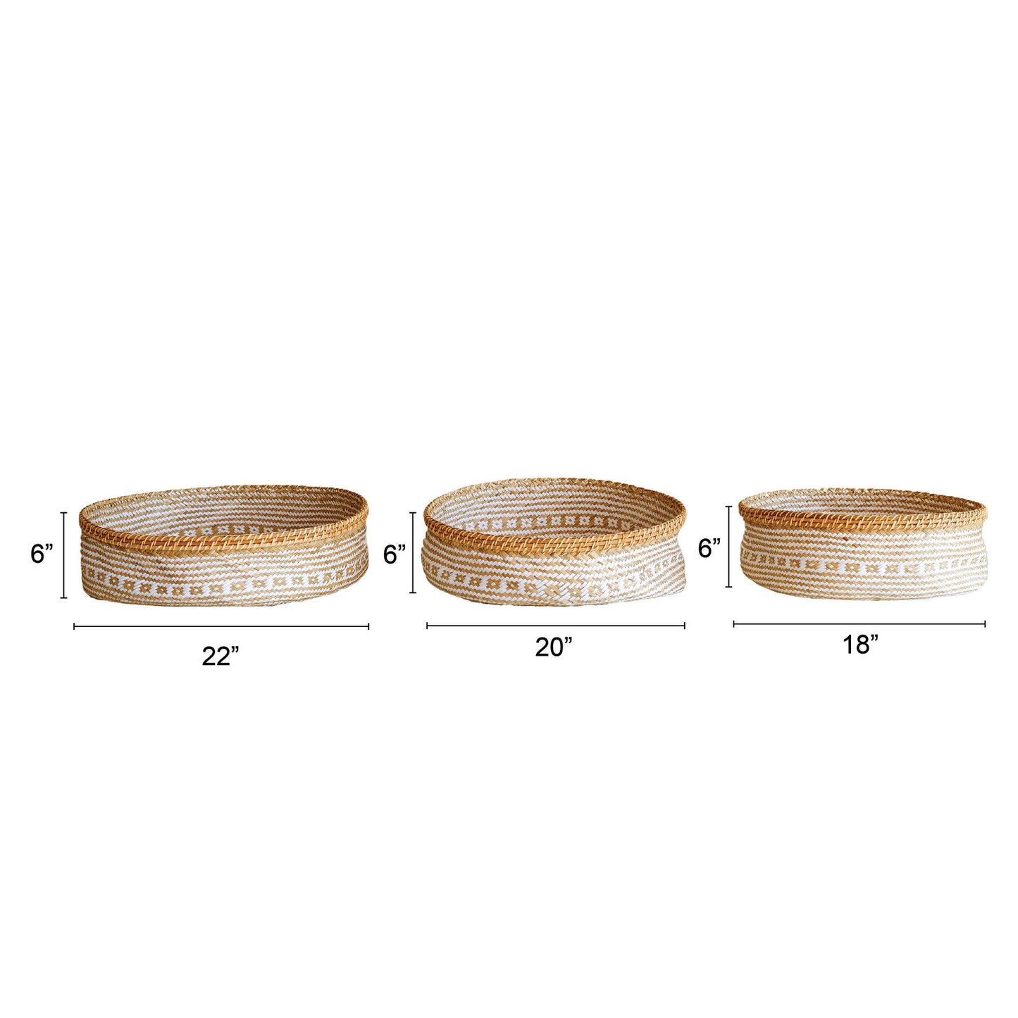 Hand-Woven Seagrass & Rattan Baskets with Pattern