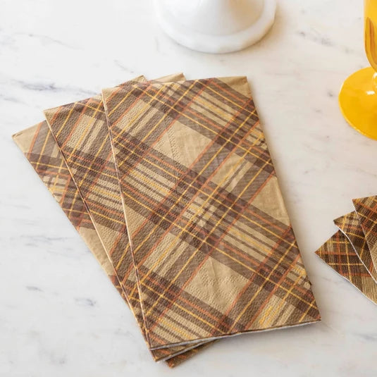 Hester & Cook Autumn Plaid paper guest napkins, view 3