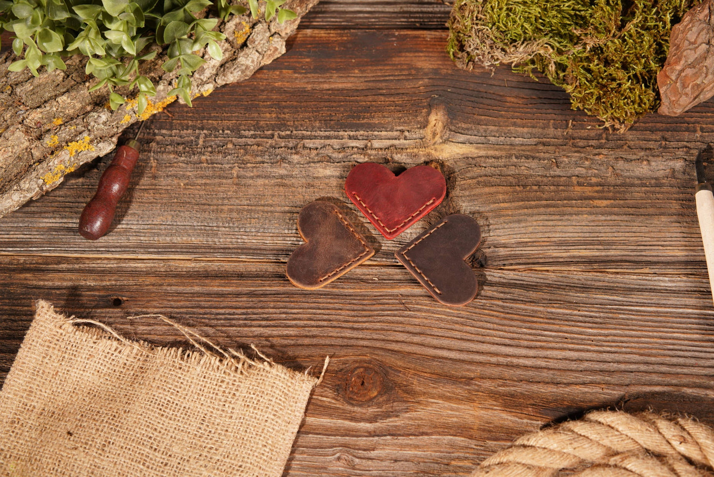 Leather Heart Bookmark: Brown
