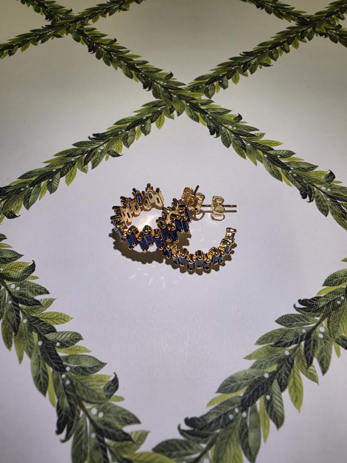 Navy Hoops - Earrings