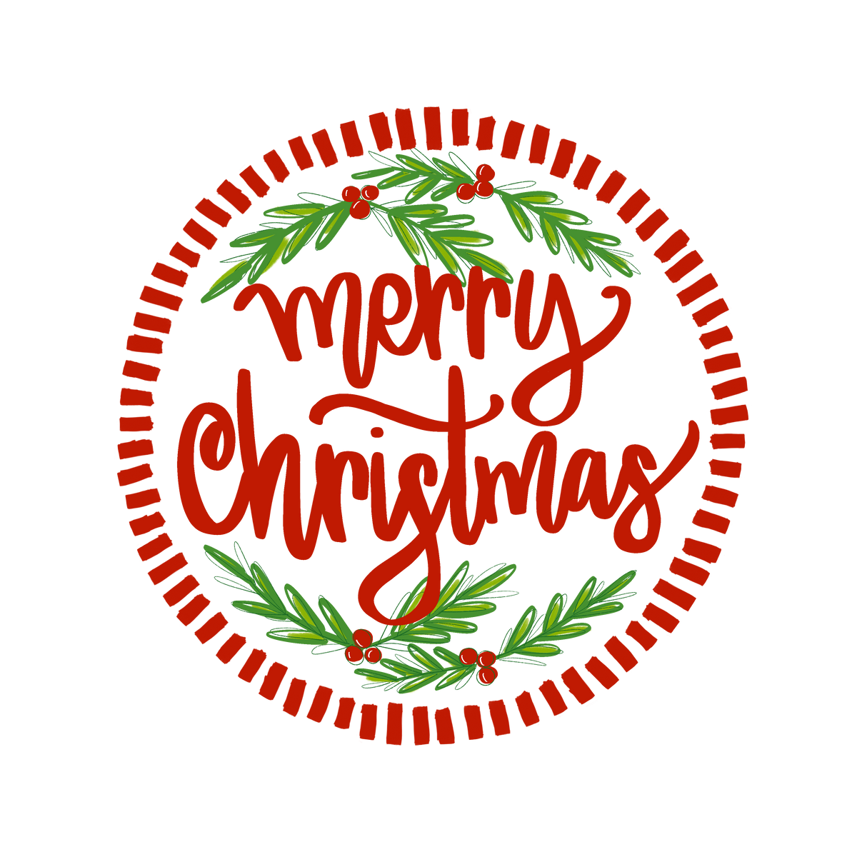 Haley's Round Merry Christmas Wreath Sash