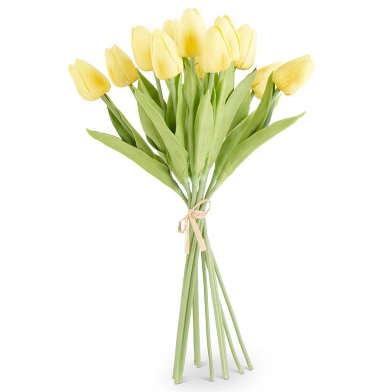 13 Inch Light Yellow Real Touch Mini Tulip
