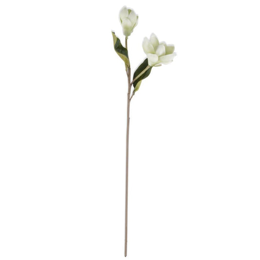 25 Inch White Real Touch Magnolia Stem