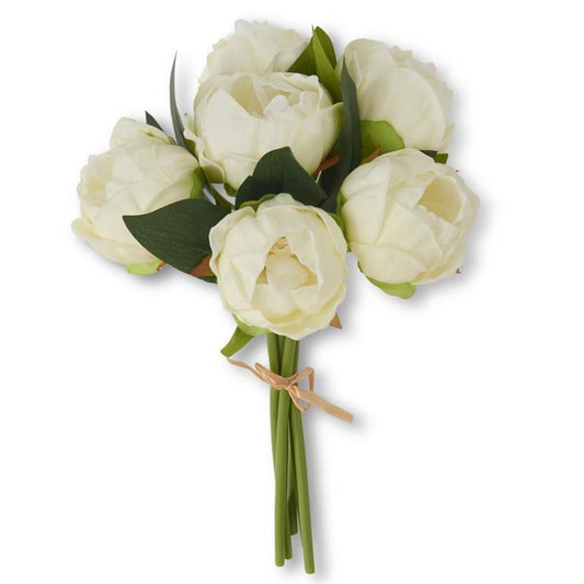 12 Inch White Real Touch Peony