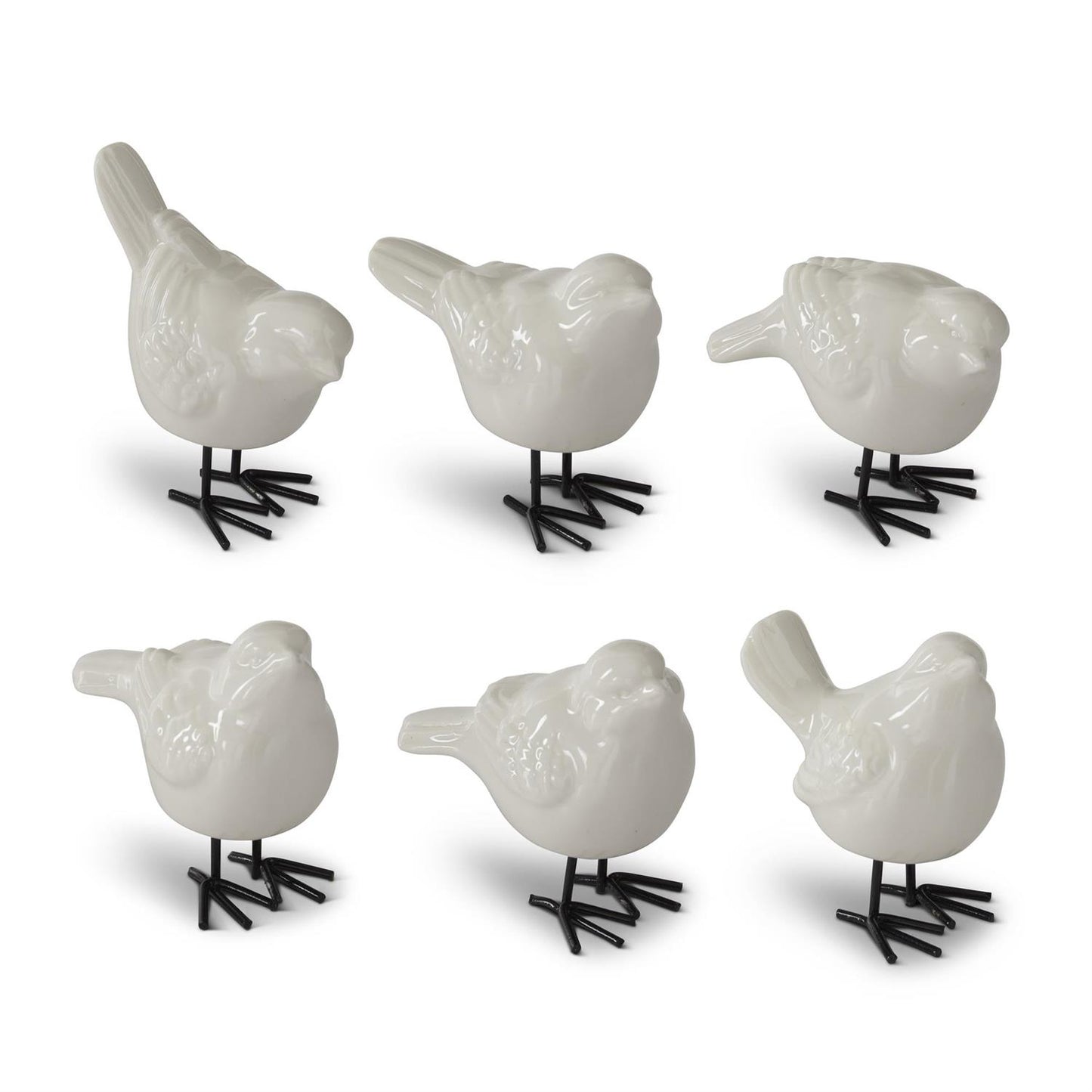 2.5 Inch White Porcelain Birds
