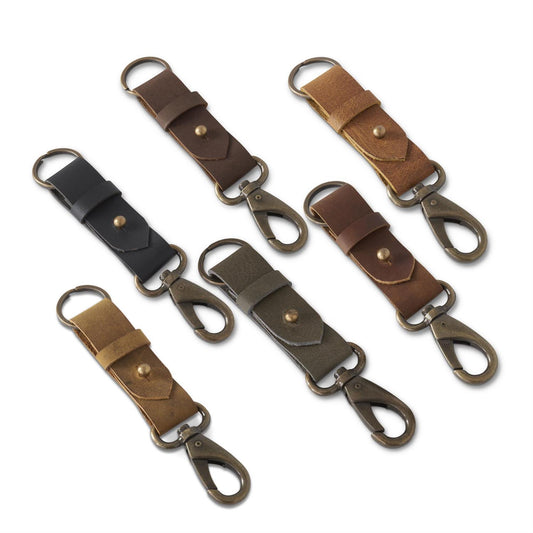 Leather Key Ring with Clip Hook in Dark Brown, 6 Inch