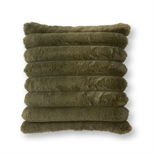 Vegan Fur Pillow in Dark Green, 18 Inch