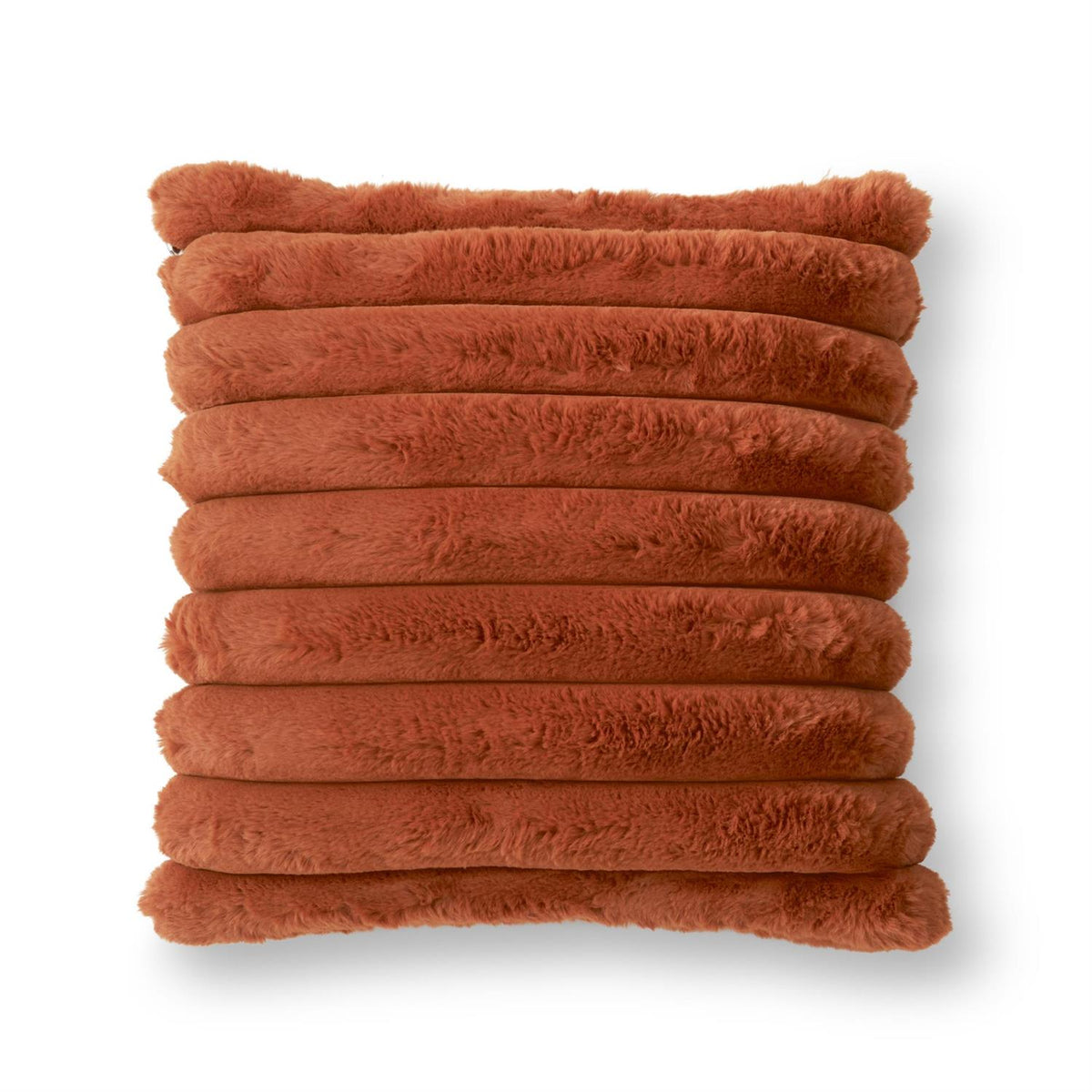 Vegan Fur Pillow in Rust Orange, 18 Inch