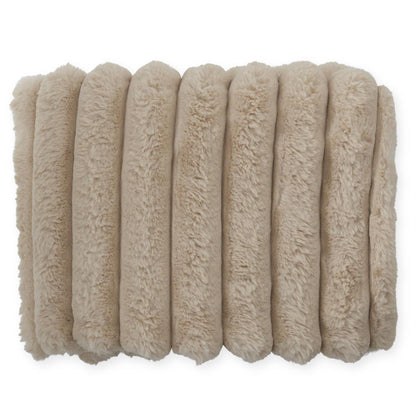 Tan Vegan Fur Throw Blanket, 60 x 50 Inch, view 2