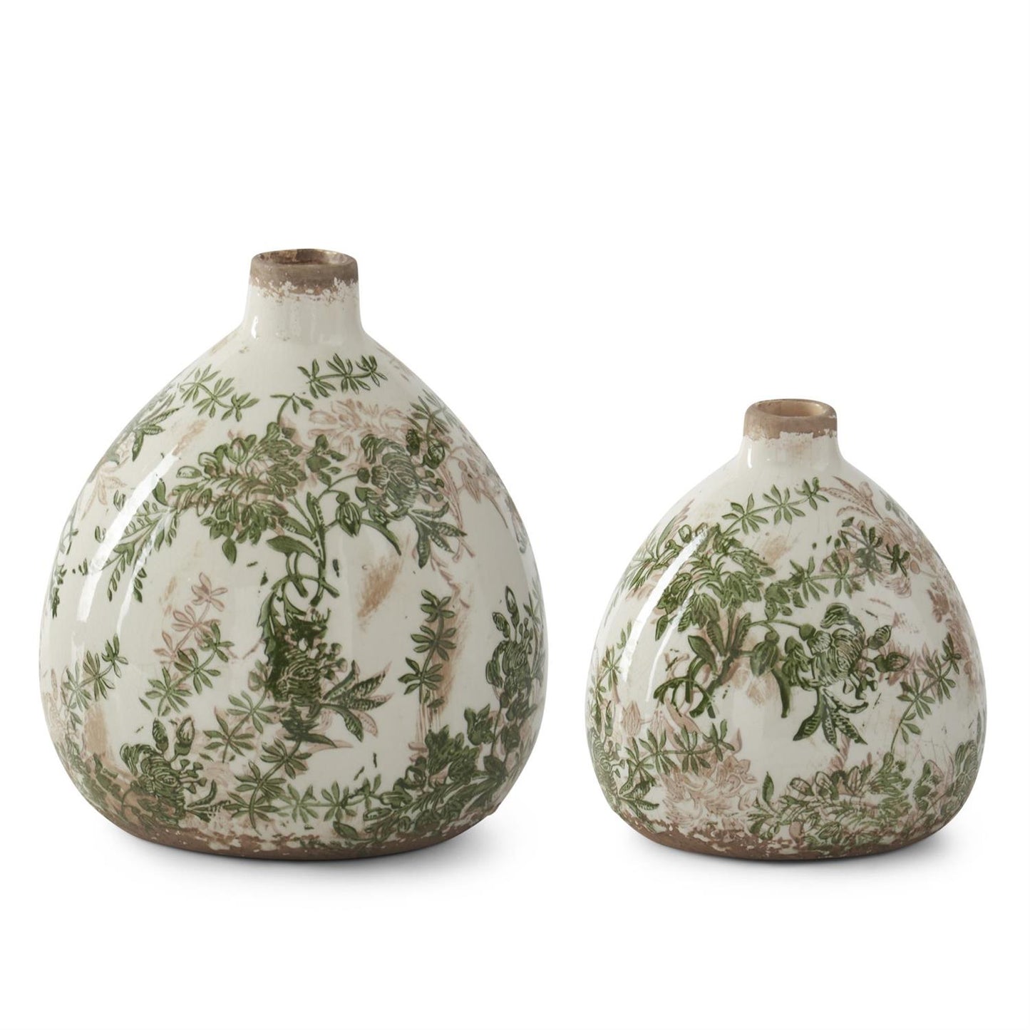 Green & Cream w/Brown Crackled Ceramic Chi