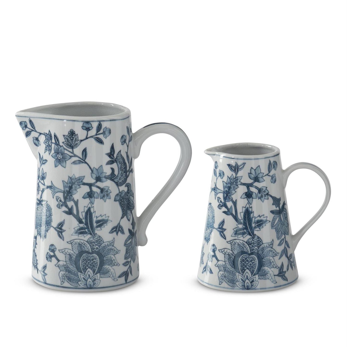 Navy Blue & White Porcelain Chinoiserie Pitchers