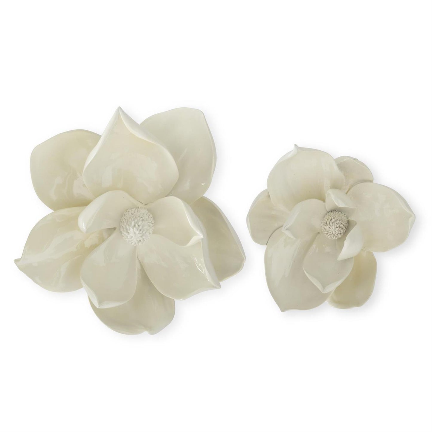 White Resin Wall Hanging Magnolia Blooms