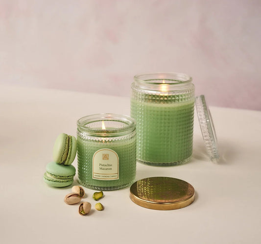 Pistachio Macaron - Textured Glass Candle