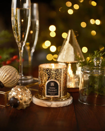 Holiday Champagne - Plaid Cloche Glass Candle