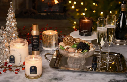 Holiday Champagne - Textured Glass Candle - 6 oz