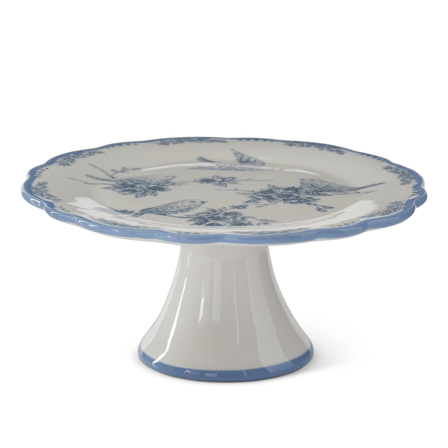 8.25 Inch Blue & White Dolomite Bird Cake Stand