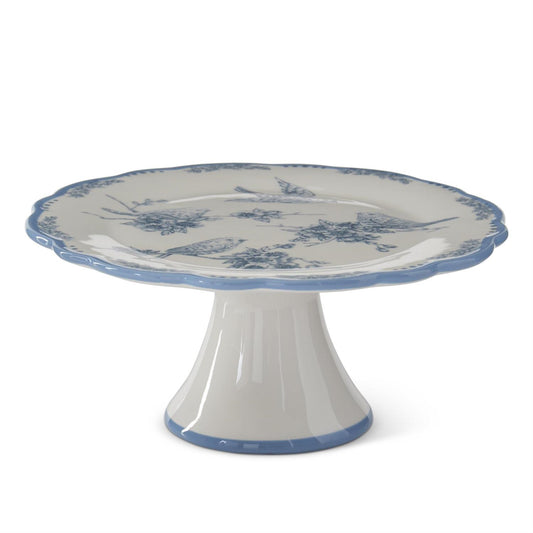 8.25 Inch Blue & White Dolomite Bird Cake Stand