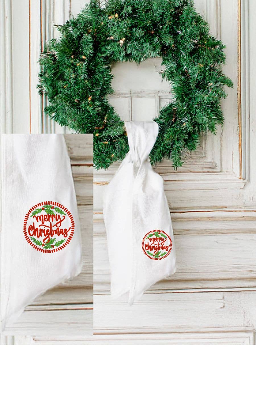 Haley's Round Merry Christmas Wreath Sash