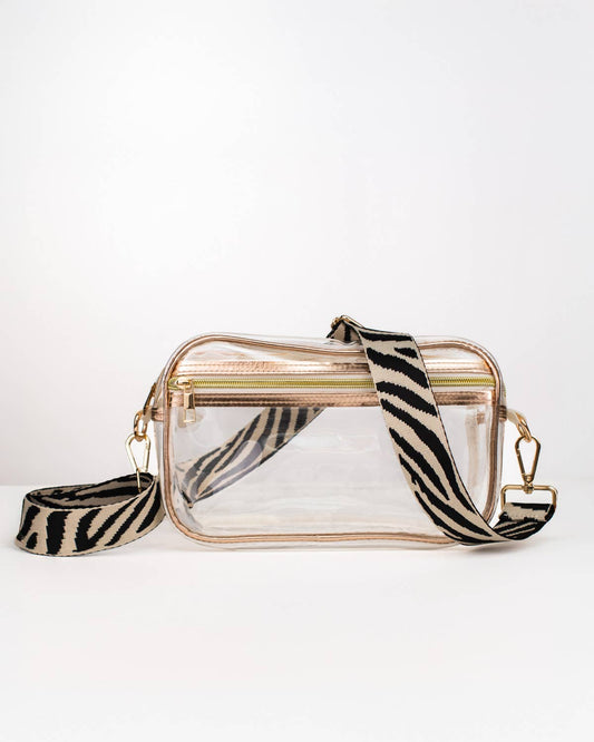 Gold Jules Clear Cross Body  8x6x2.75