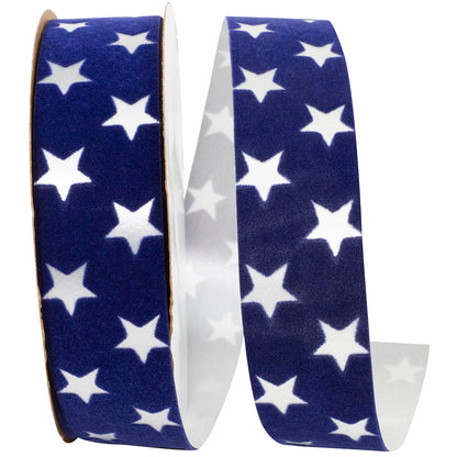 Stars Velvet Ribbon Blue 1-3/8 Inch 20 Yards