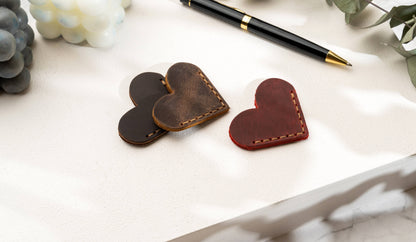 Leather Heart Bookmark: Red