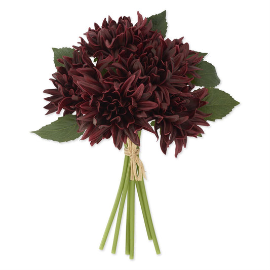 12 Inch Real Touch Dahlia Bundle (6 Stems) - Burgundy