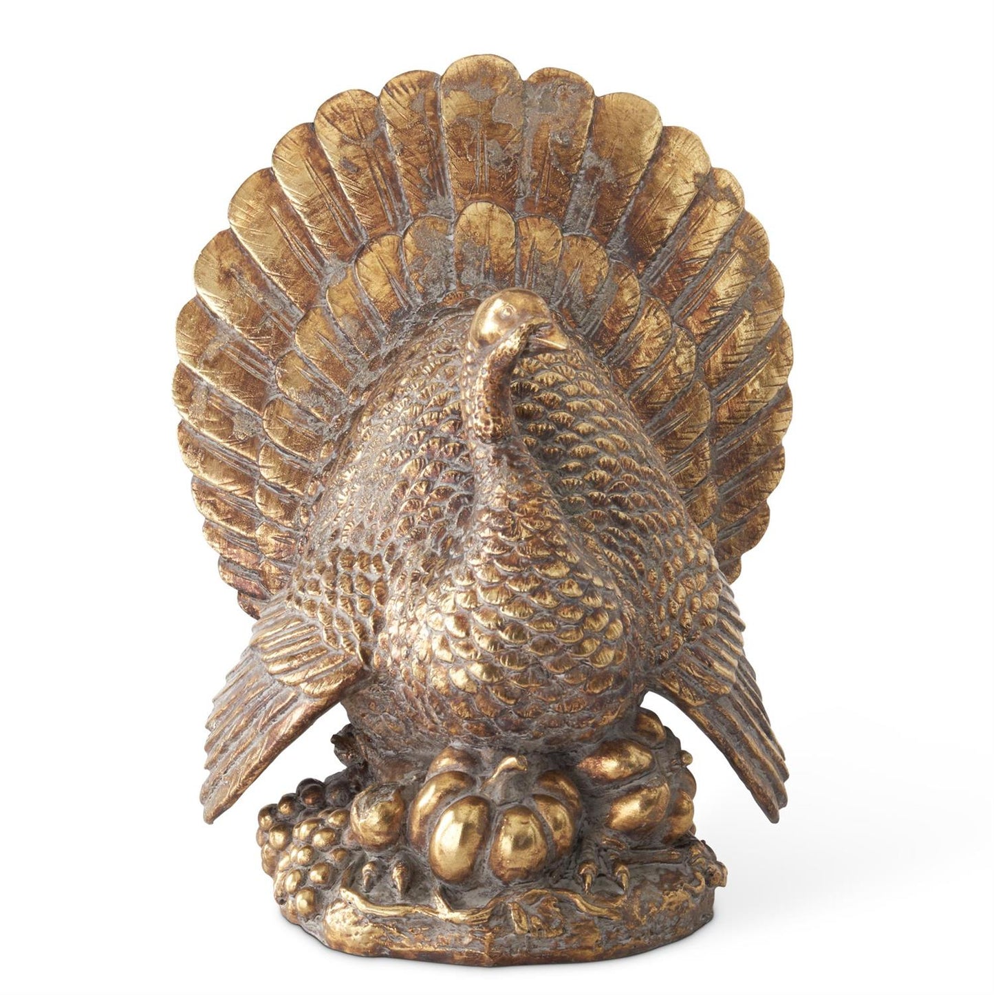 11.5 Inch Resin Antique Gold Turkey