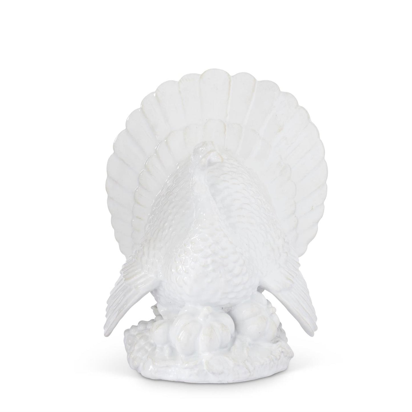 13 Inch Glossy White Resin Turkey