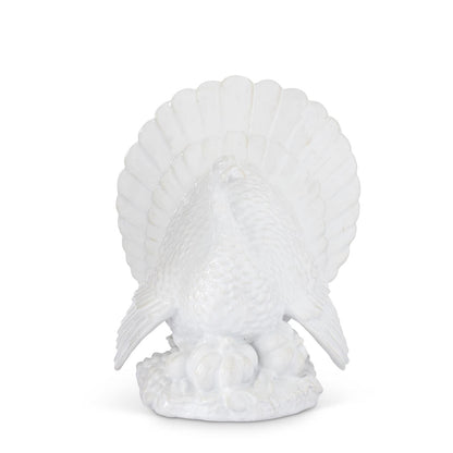 13 Inch Glossy White Resin Turkey