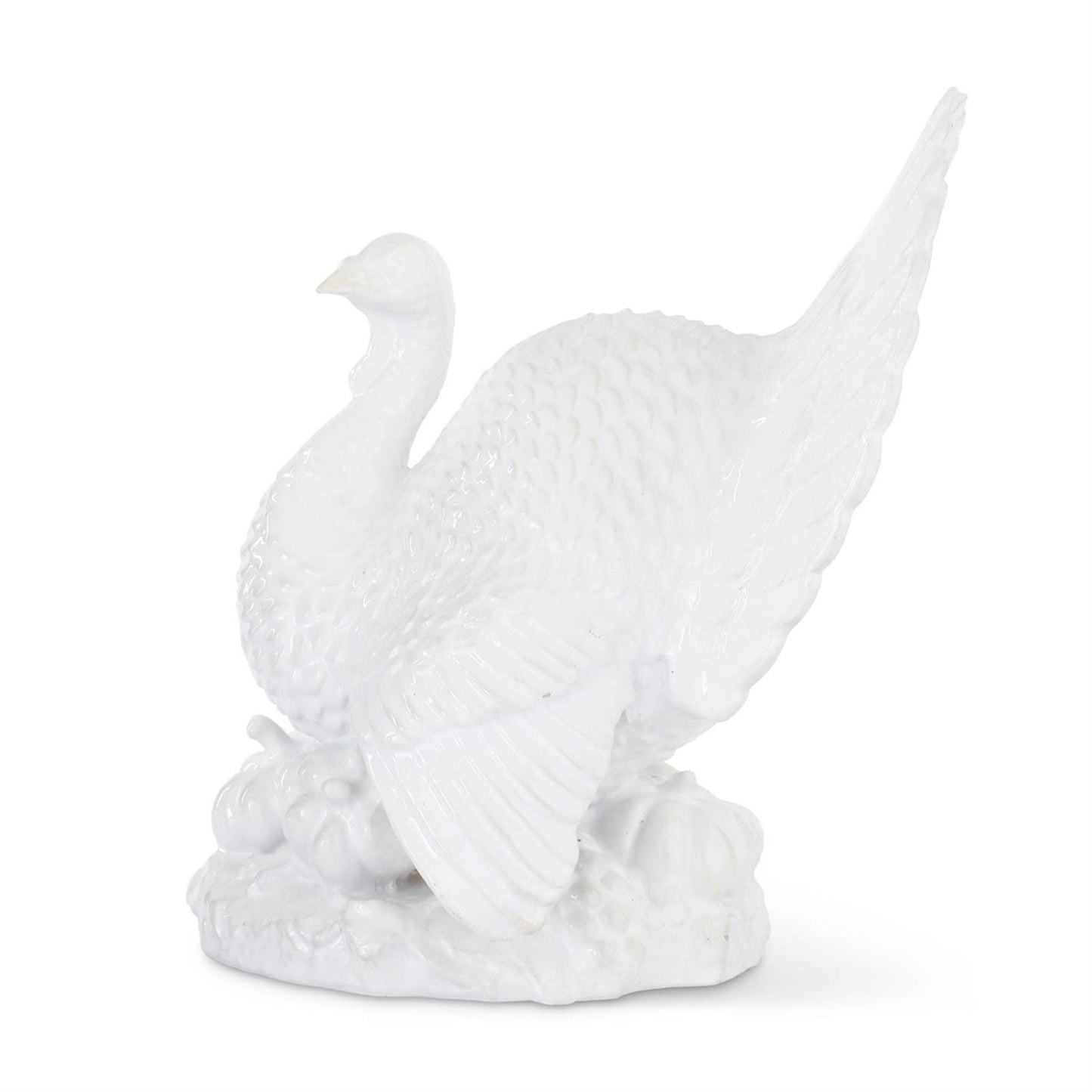 13 Inch Glossy White Resin Turkey