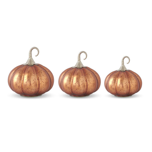 Copper Glass Pumpkin with Brass Stem