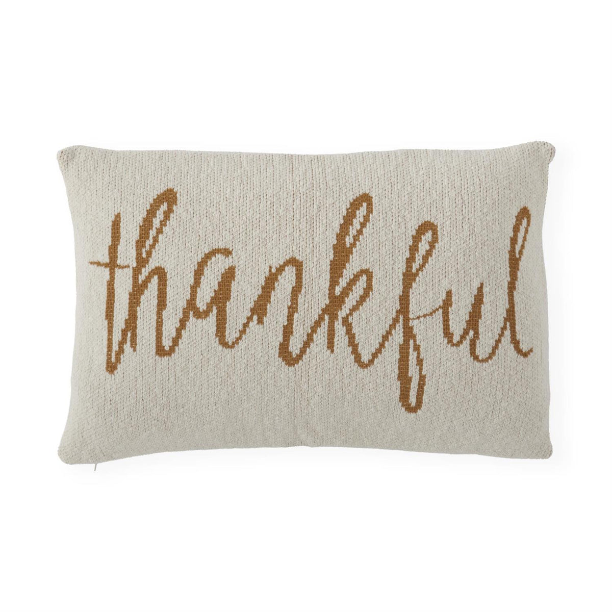 Cream Cotton Knit Thanks Pillow, 24 Inch