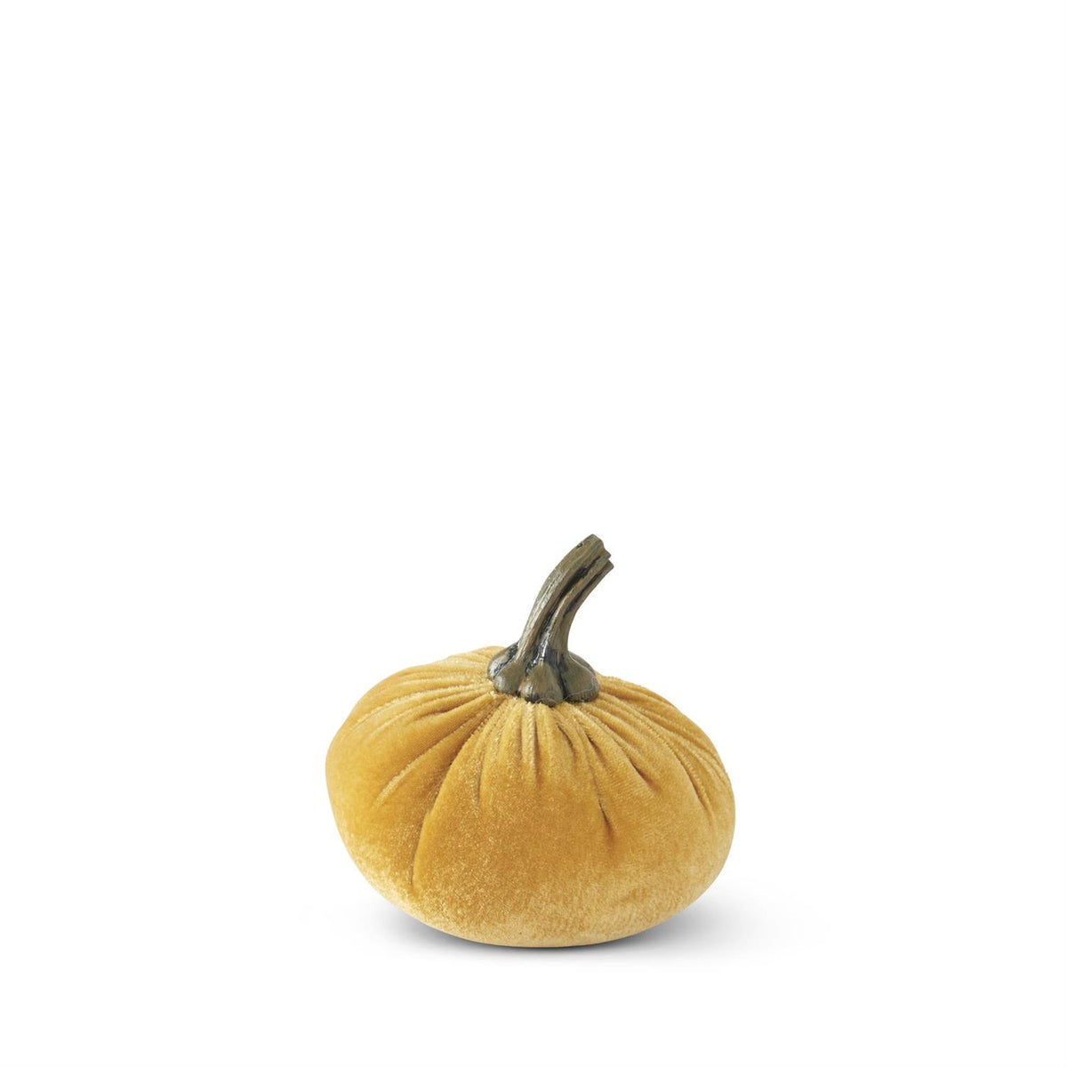 Yellow Velvet Stuffed Pumpkin, 4.25 Inch