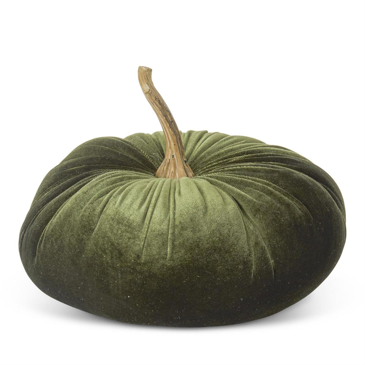 Velvet Stuffed Pumpkin in Green, 6.25 Inch