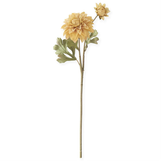 21.5 Inch Yellow Blossom & Bud Dahlia Stem