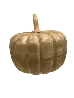 XXL Pumpkin Sun-Bleached Mango Wood Dcor Dia 15"- A - Sun Bleached
