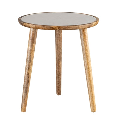 Mango Wood Side Table Set of 2 - Natural & White -A - Natural & White