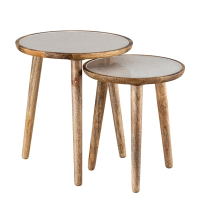 Nesting Mango Wood Side Table - Set of 2